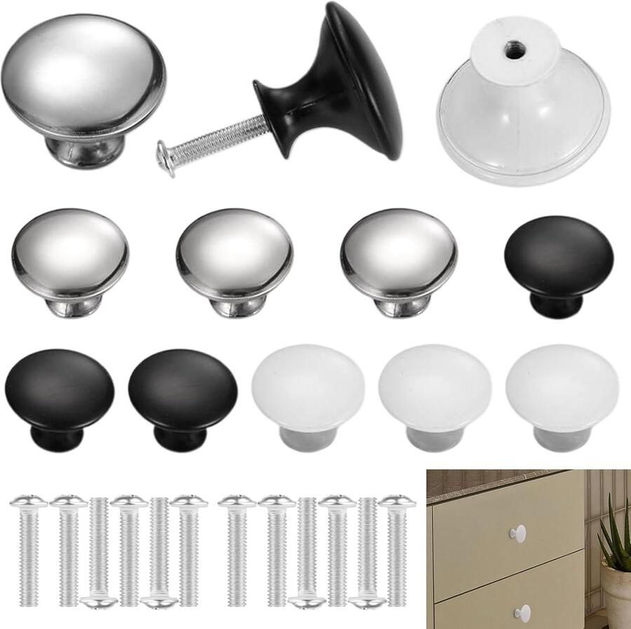 Zwarte meubelknoppen 12 stuks kastknoppen voor een vintage uitstraling