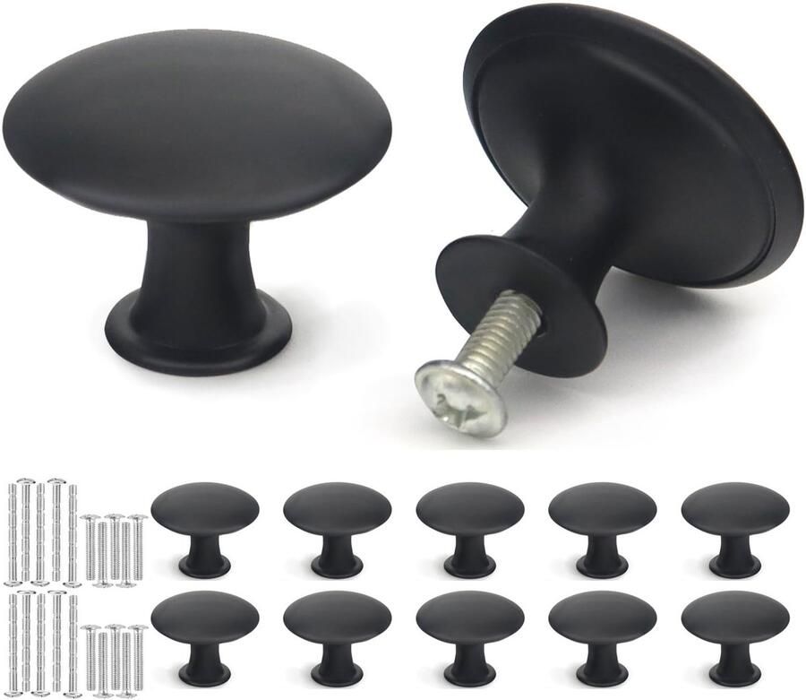 Ibenzoa Moderne en Vintage Zwarte Meubelknoppen Set van 10 met Schroeven