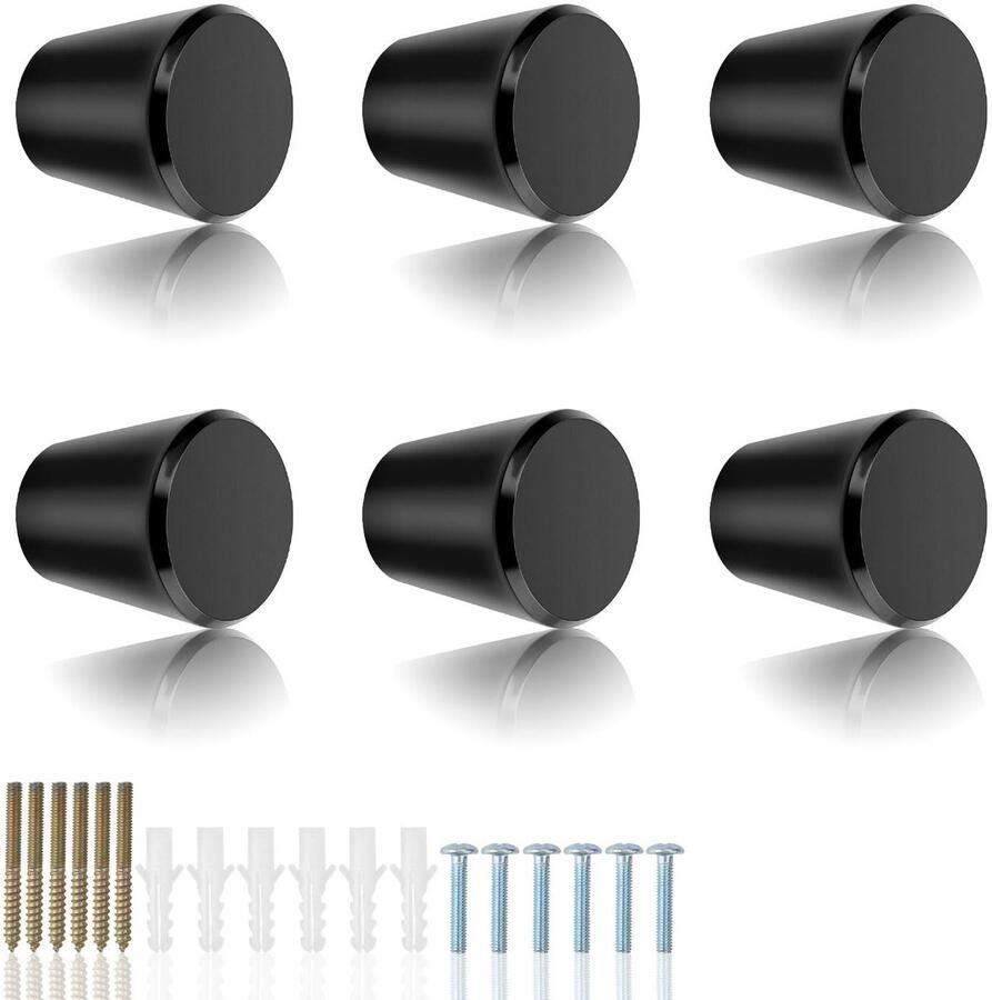 Zwarte Meubelknoppen Aluminiumlegering 6 stuks Mini