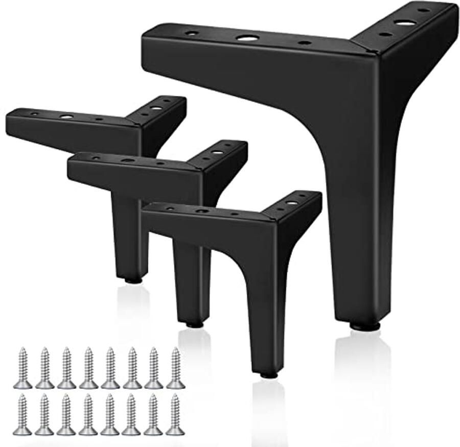 Zwarte Meubelpoten 10cm Triangelvormige Metalen Poten voor Meubels zoals Tafels en Nachtkastjes