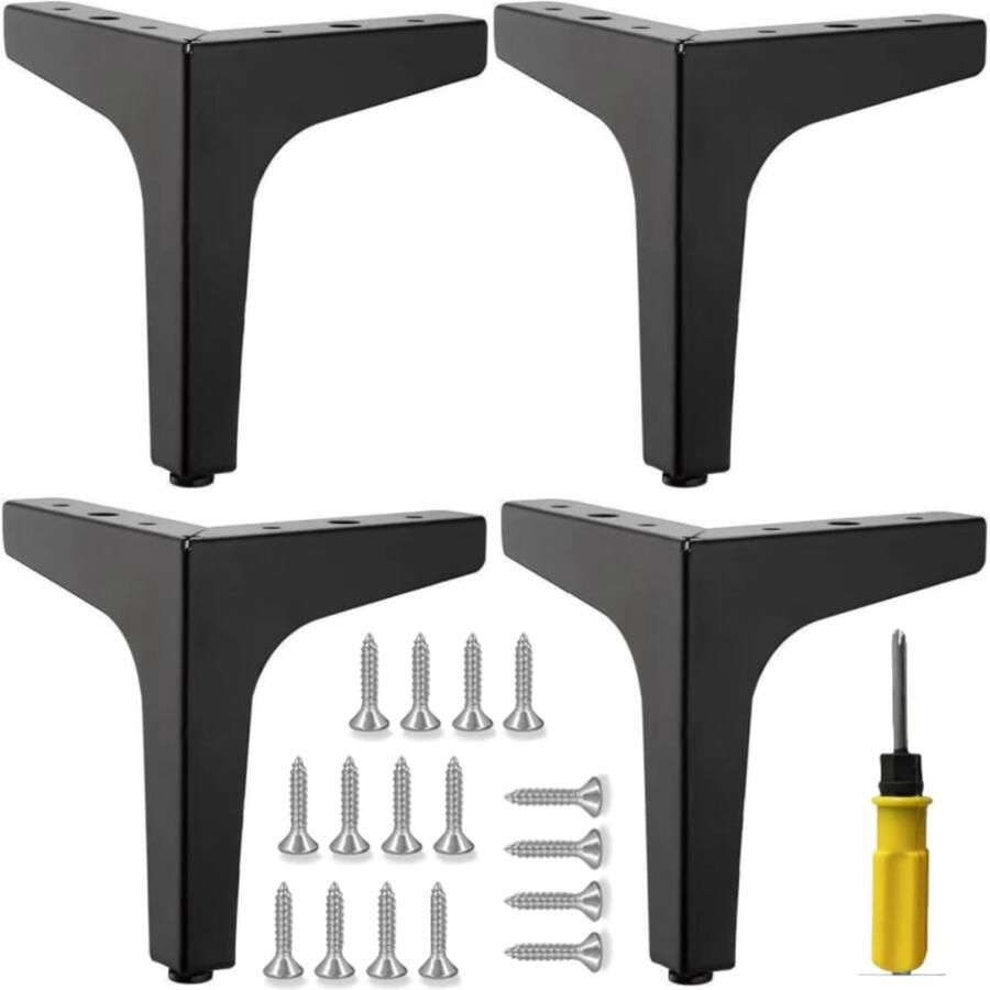 Zwarte Meubelpoten Hoogwaardig Metaal Set van 4 10-17 cm