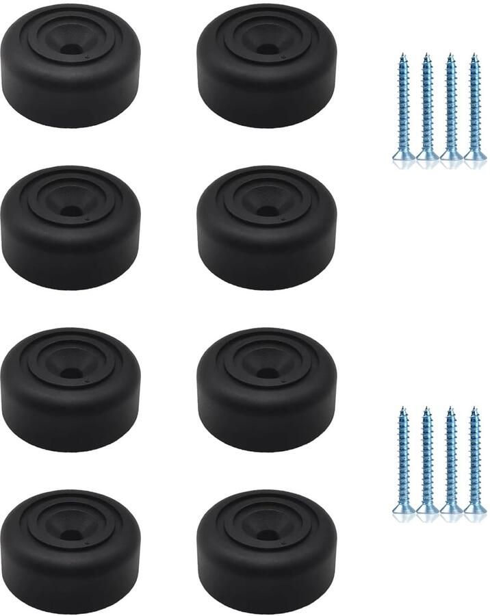 Zwarte meubelpoten Rond 8 stuks Kunststof Ø 33 x H 13 mm