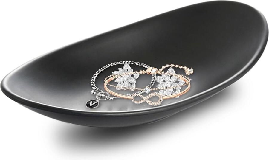 Zwarte ovale decoratieve tafel multifunctioneel 1 stuk zwart melamine 25 x 13 x 3 cm