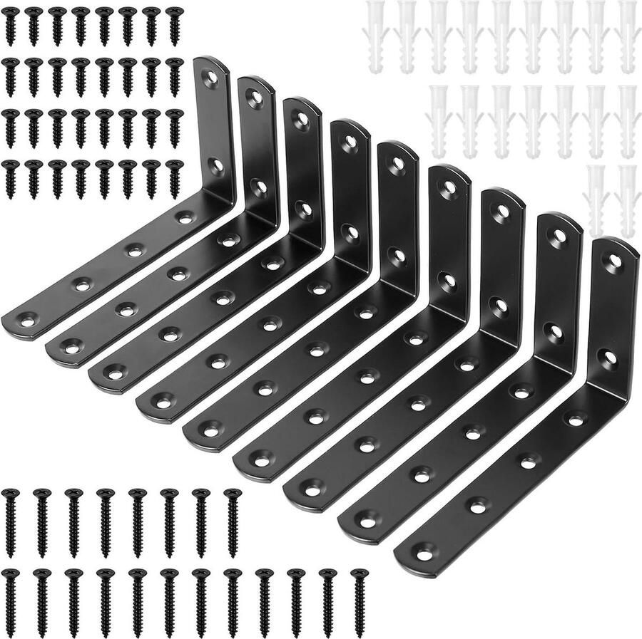 Zwarte Plankbeugels Zware Wandbeugels 9 stuks Metaal 12 4 x 7 4 x 2 cm
