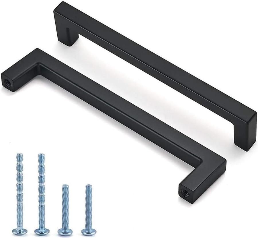 Zwarte roestvrijstalen kastgrepen gatafstand 128 mm 2 stuks