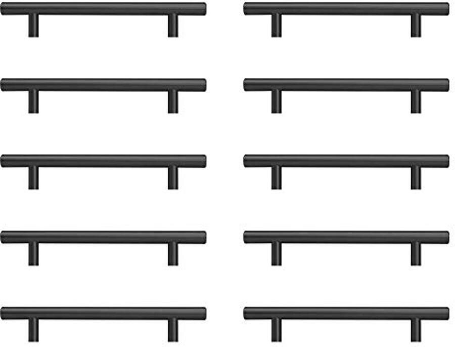 Zwarte Roestvrijstalen Keukengrepen Set van 10 Stuks 128mm Gatafstand voor Moderne Keukens