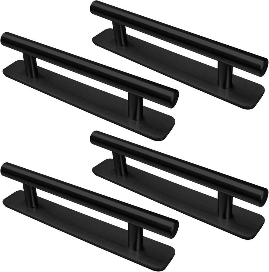 Zelfklevende meubelgrepen 4 stuks roestvrij staal kastgrepen handgrepen deurgrepen ladegrepen keukenkasten schuifdeuren balkondeur ramen 128 mm zwart