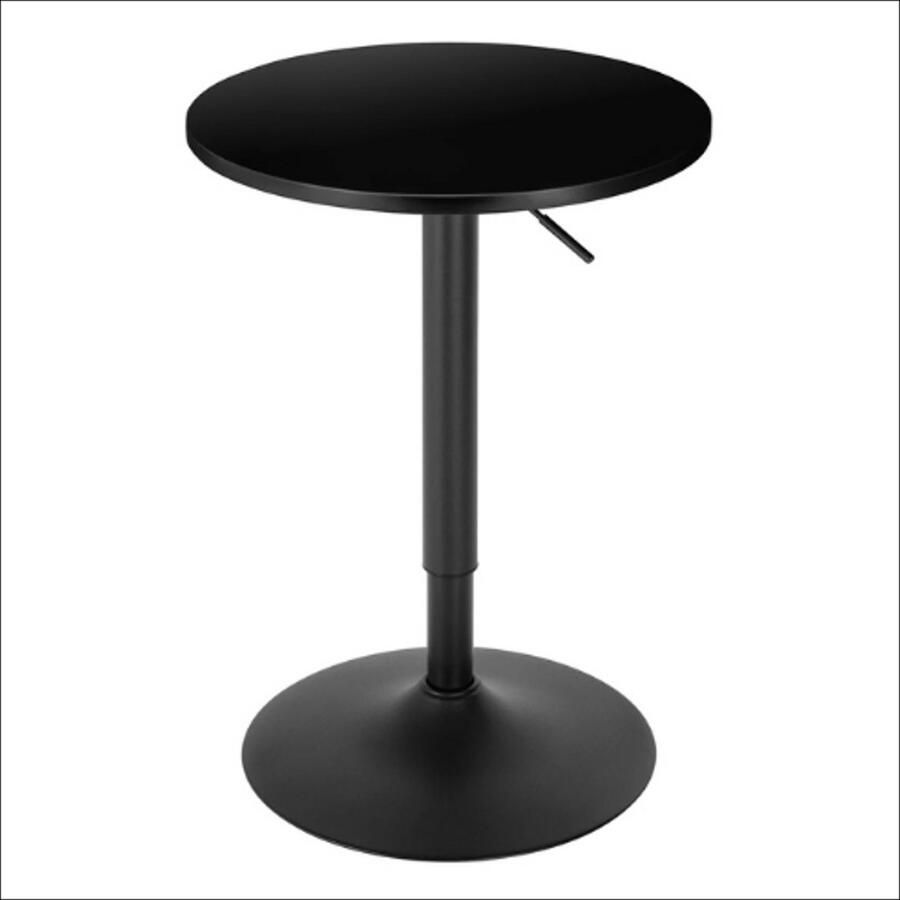 Zwarte ronde bartafel Verstelbare Bistrotafel 360° Draaibaar Tafelblad Hoogte Verstelbaar Stevig Metaalframe MDF Tafelblad Anti-slip Vloerbescherming Modern Design Multifunctioneel Gebruik 100 kg Draagvermogen