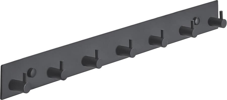Zwarte RVS Wandkapstok 7 Haken 46 cm Industriële Muurkapstok Handdoekrek