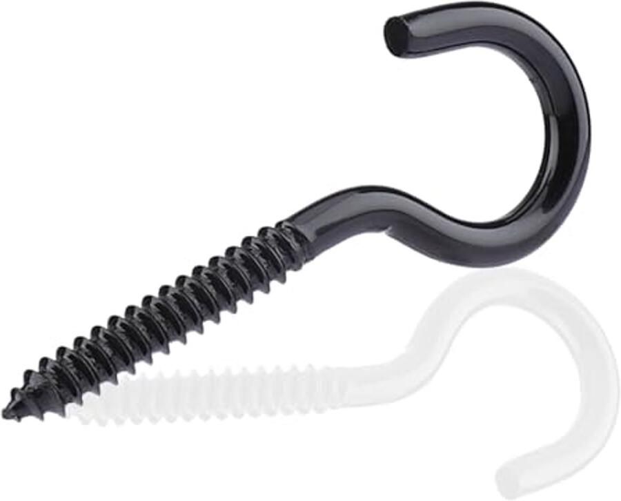 Zwarte Schroefhaken M6 x 80 mm 10 Stuks voor Plafond Hangmatten en Tuin