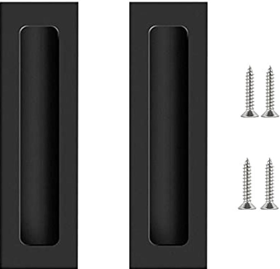 Zwarte Schuifdeurgreep 2 Stuks Onzichtbare Deurgreep voor Kasten en Laden 175 x 42 mm