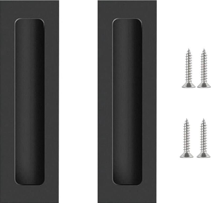 Zwarte Schuifdeurgreep 2 Stuks Onzichtbare Meubelgreep voor Deuren Kasten en Laden 175 x 42 mm