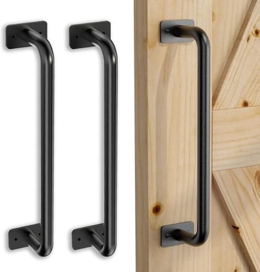 Zwarte Schuifdeurgreep 22 cm Set van 2 Eenvoudig Design met Ronde Hoekvorm voor Deuren en Poorten