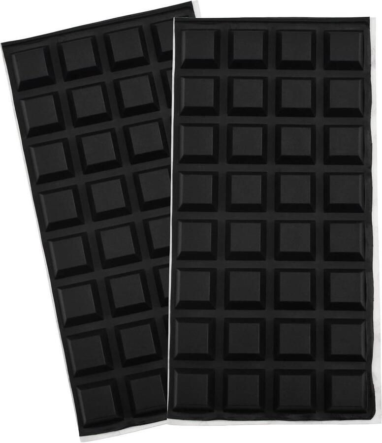 Zwarte siliconen bumper pads zelfklevend geluiddempend set van 64 stuks 20 x 20 x 8 mm trapeziumvormig