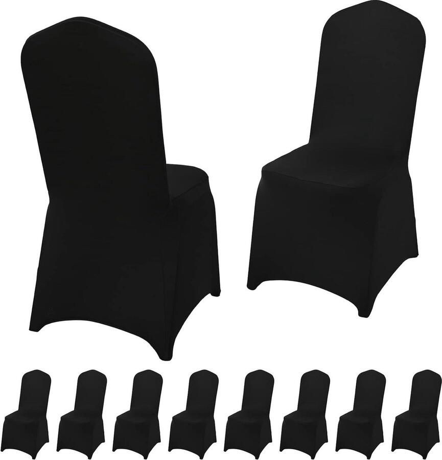 Zwarte stoelhoezen set van 10 stretch spandex universele getailleerde stoelhoezen voor bruiloft en evenementen verjaardag banket feest viering Stoelhoezen