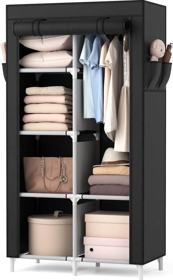 Zwarte stoffen kledingkast met stofhoes voor slaapkamer Modern design kledingkasten slaapkamer