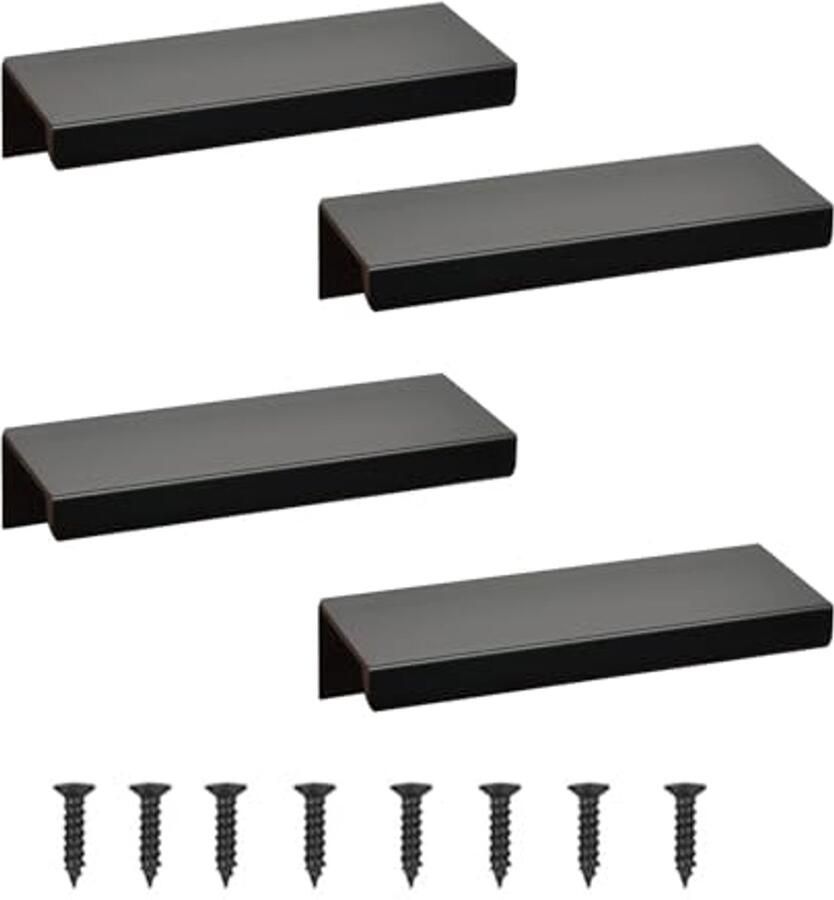 Zwarte Verborgen Meubelgrepen Set van 4 8 cm Moderne Keukengrepen