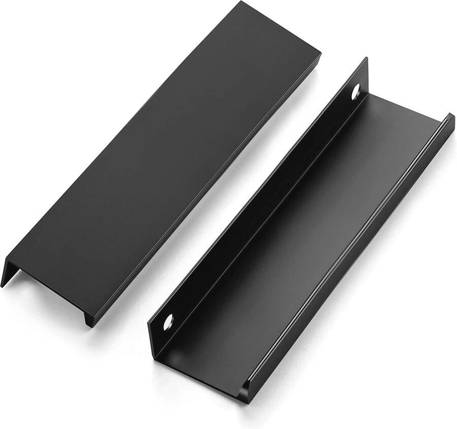 Zwarte Vingerrand Handgrepen 6 Stuks Aluminium Keukenladekast Grepen (64mm Gat)