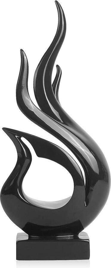 Zwarte vlam sculptuur modern abstract kunstbeeld voor woonkamer eettafel kast boekenkast slaapkamer harsfiguren decoratie