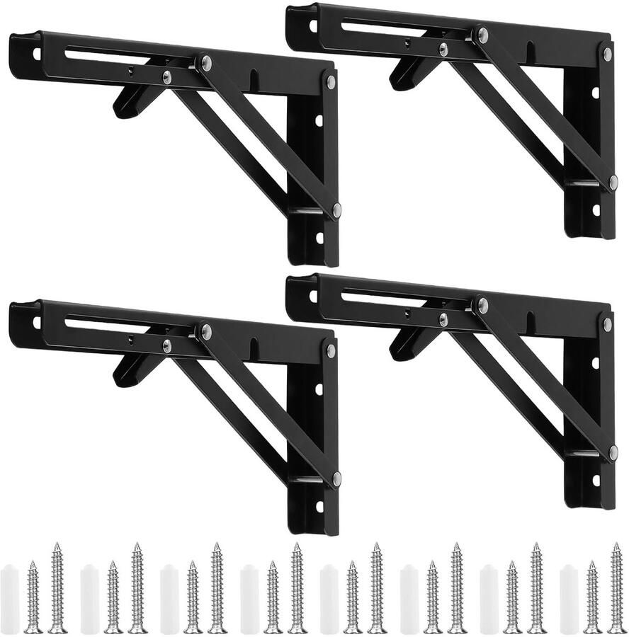 Zwarte Vouwconsole Robuuste Planksteunen Verstelbaar 2 Stuks IJzer