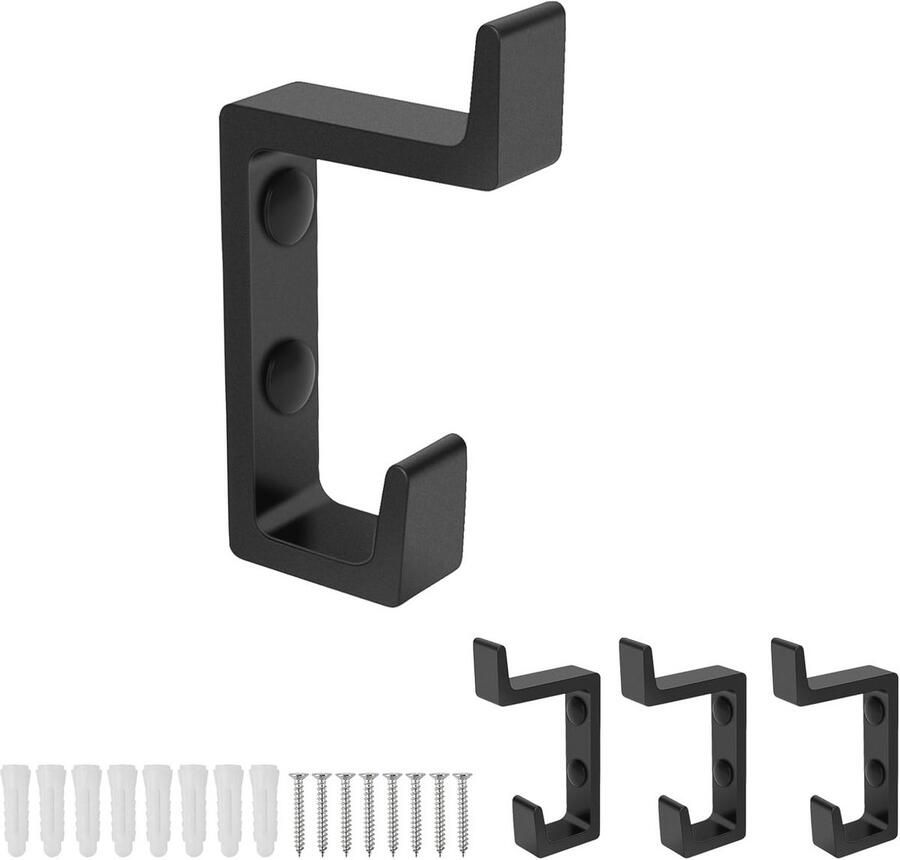 Zwarte Wandhaken Set van 4 Praktische Kledinghaken voor Badkamer Keuken en Slaapkamer