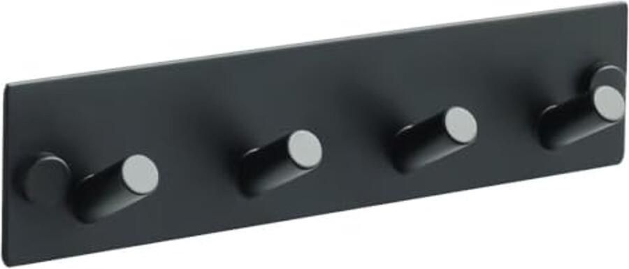 Zwarte Wandkapstok met 5 Haken Roestvrij Staal Heavy Duty