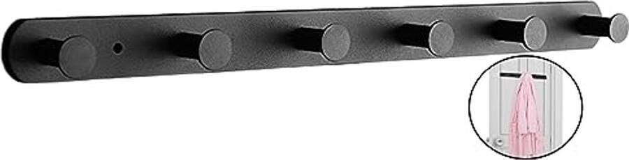 Zwarte Wandkapstok met 6 Haken Stevige Muurhanger voor Handdoeken en Kleding