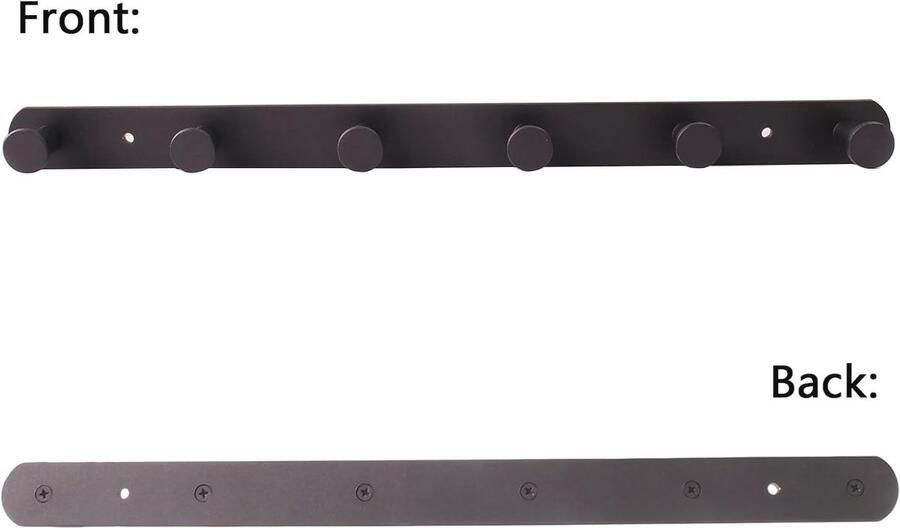 Zwarte Wandkapstok met 6 Haken voor Handdoeken en Kleding