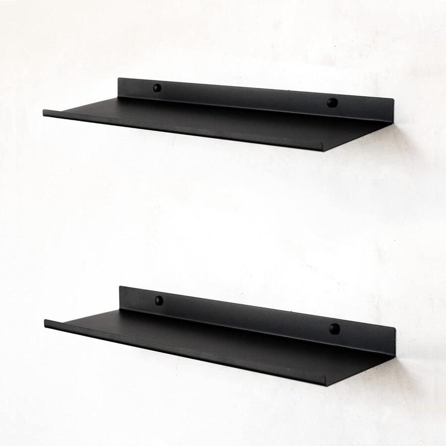 Zwarte wandplanken Set van 2 35 x 10 cm Wanddecoratie Zwevende gangplanken