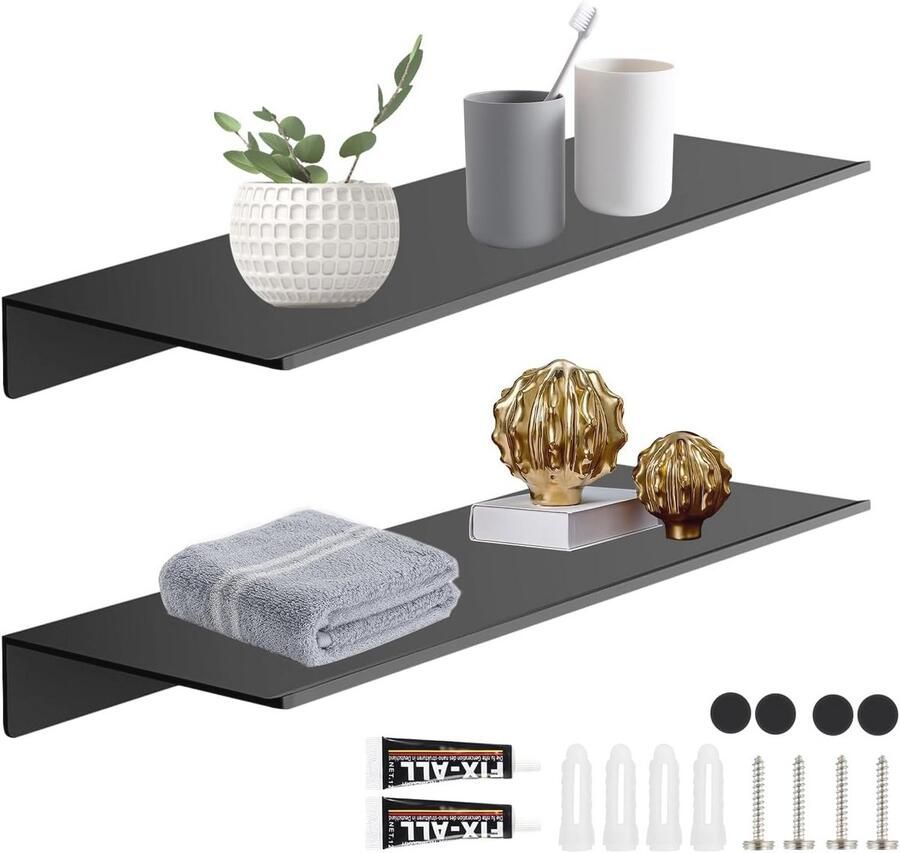 Zwarte wandplanken van aluminium Multifunctioneel modern wandrek voor badkamer keuken en woonkamer