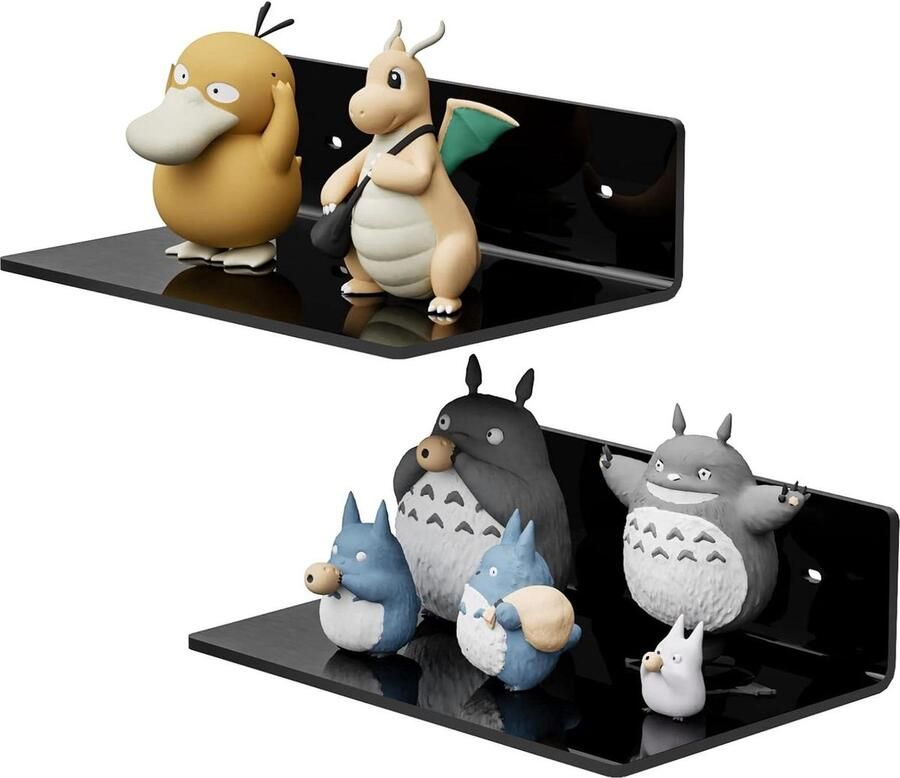 Zwarte Wandplanken Wandrek voor Decoratie 2 Stuks Acryl 23 cm