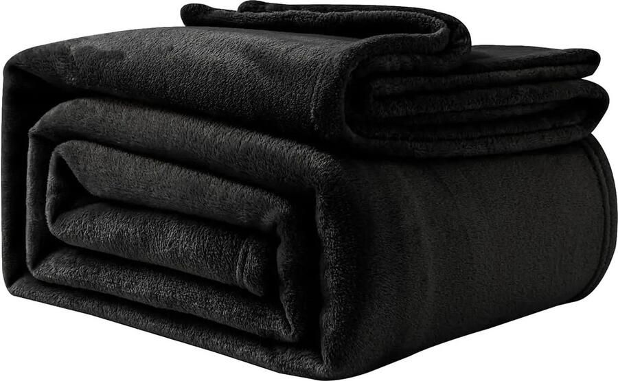 Zwarte Wasbare Deken 230x270 cm Pluizige Fleece Deken voor Volwassenen Zachte Warme Bankdeken Perfect voor Slaapkamer en Woonkamer Ideaal voor Winteravonden Machinewasbaar Zwart Grote Deken voor Op de Bank of Bed