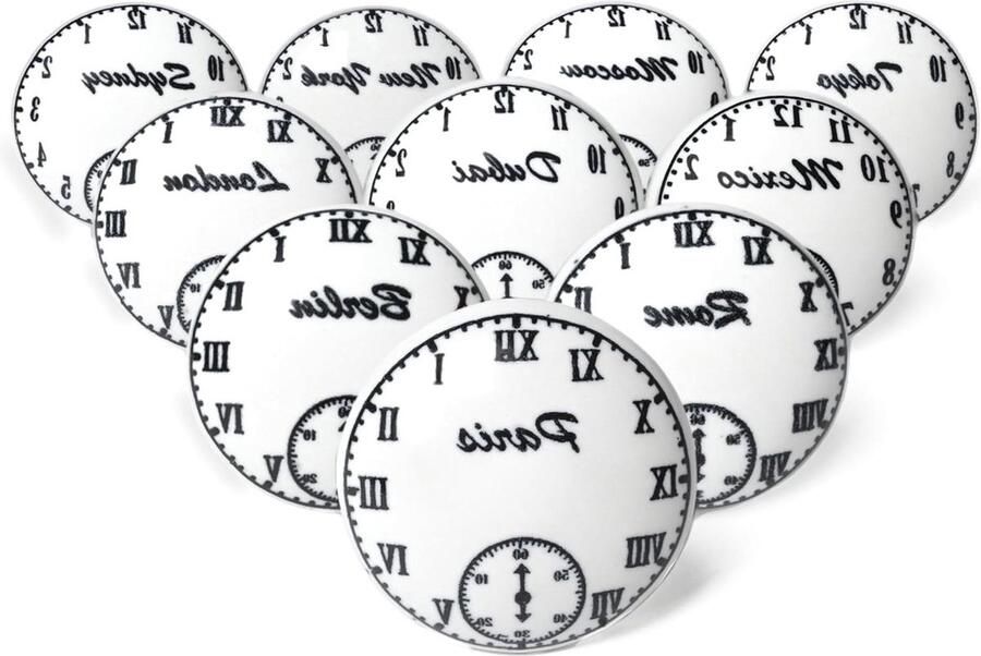 Zwarte-witte keramische knoppen Pack van 10 handgeschilderde antieke kasttrekker