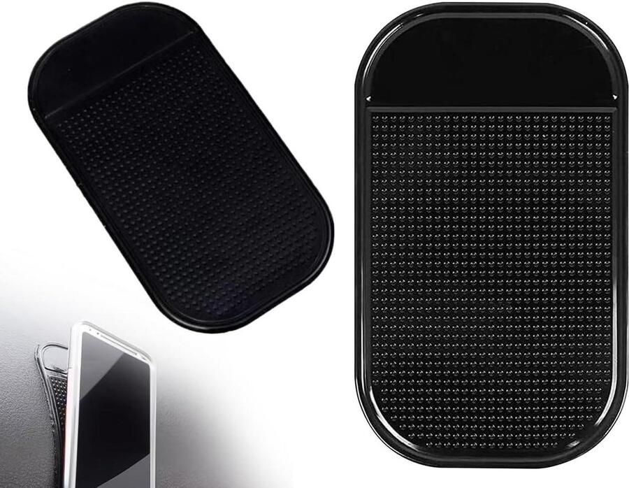 Zwarte zelfklevende antislipmatten voor auto dashboard 2 stuks wasbaar en herbruikbaar