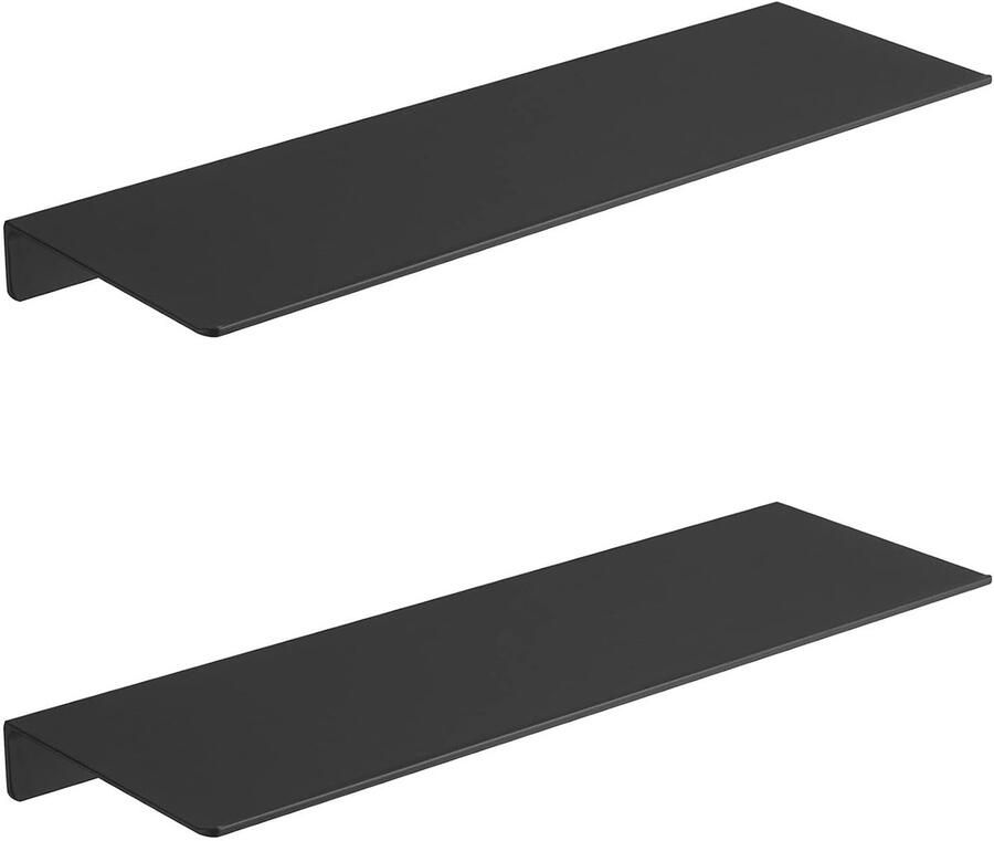 Zwarte zwevende planken wandopslag set van 2 40 cm