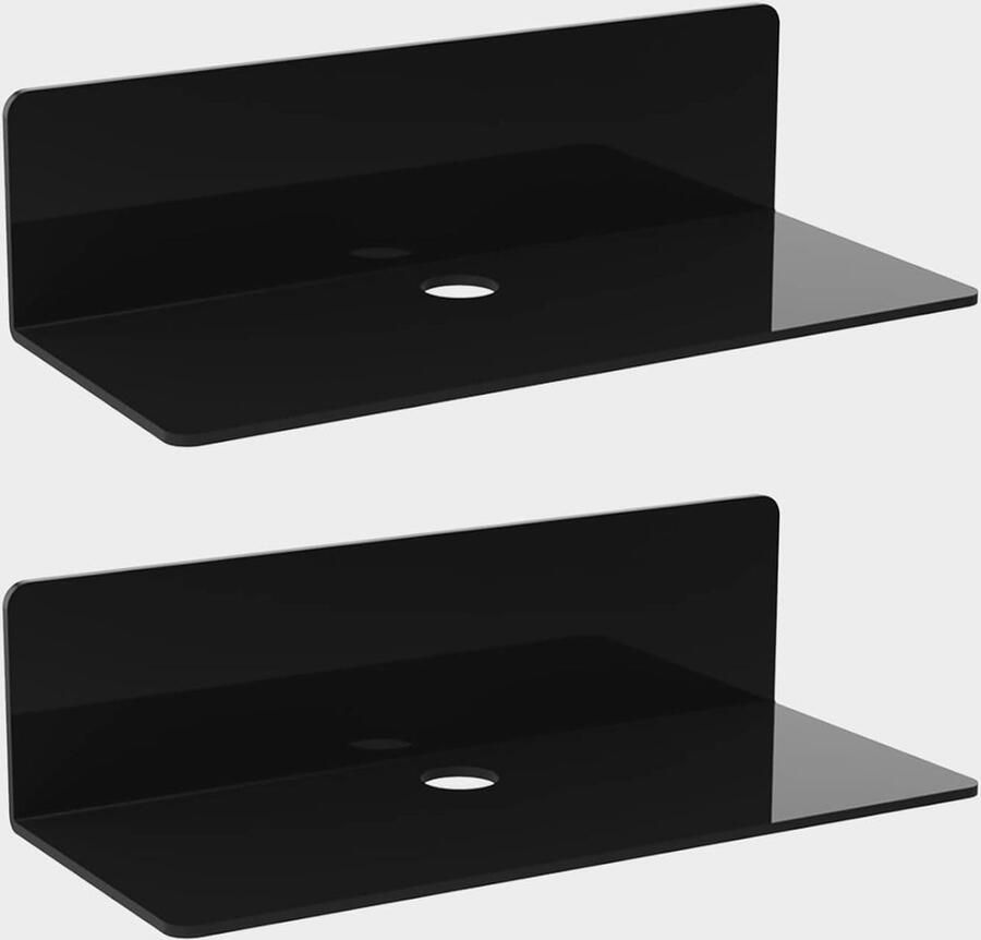 Zwarte acryl wandplanken multifunctioneel set van 2