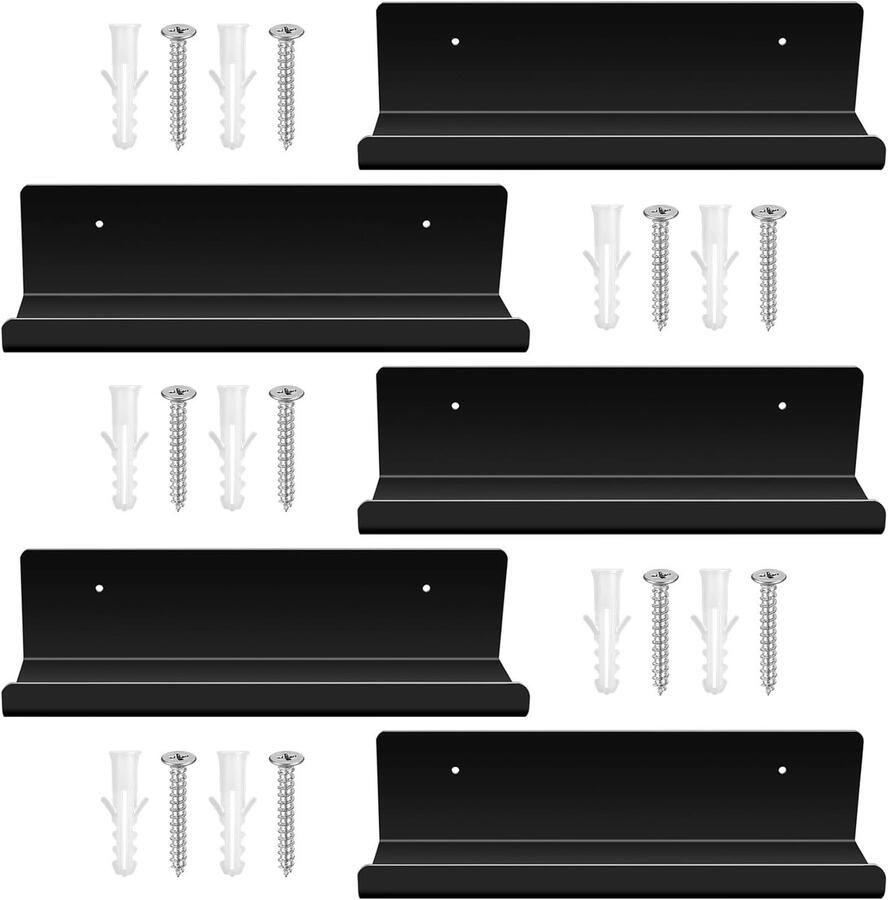 Zwarte zwevende wandplanken decoratief en stijlvol 5 stuks 32 cm