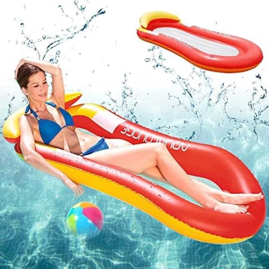 Zwembadhangmat opblaasbaar waterbed voor volwassenen voor zwembad & strand (Rood)