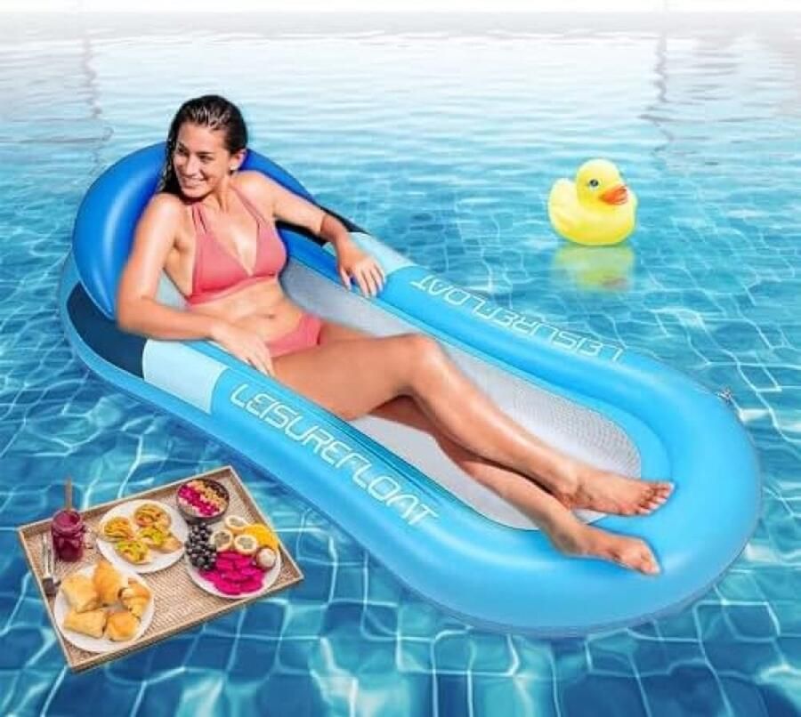 Zwembadhangmat opblaasbare waterhangmat met mesh luchtmatras ligbed drijvende loungestoel zwembad opblaasbaar speelgoed