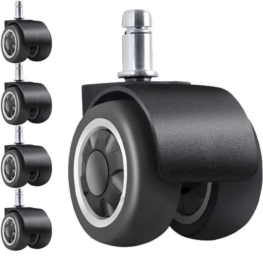 Zwenkwiel voor bureaustoel rubberen band breder ontwerp ter bescherming van vloeren vervangbare accessoires met een standaard steelmaat van 11 mm x 22 mm (7 16 x 7 8) eenvoudig te installeren set van 5