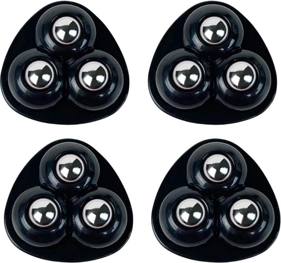 Zwenkwielen set van 4 Driehoek RVS Zelfklevende meubelwielen voor onder meubels en opbergdozen Zwart