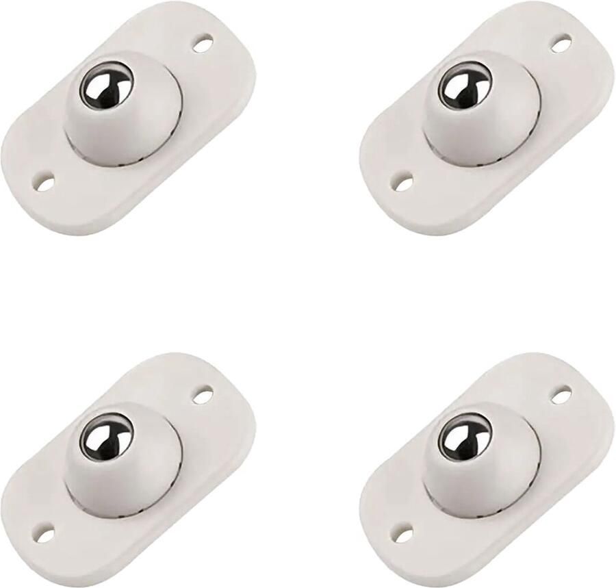 Zwenkwielen set van 4 Ovaal Zelfklevende meubelwielen voor onder meubels en opbergdozen Wit