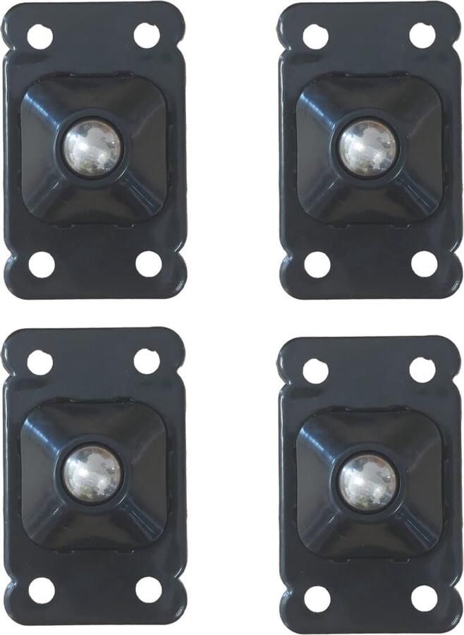 Zwenkwielen set van 4 Rechthoek RVS Zelfklevende meubelwielen voor onder meubels en opbergdozen Zwart