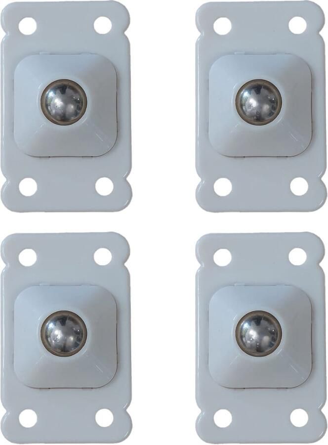 Zwenkwielen set van 4 Rechthoek RVS Zelfklevende meubelwielen voor onder meubels en opbergdozen Wit