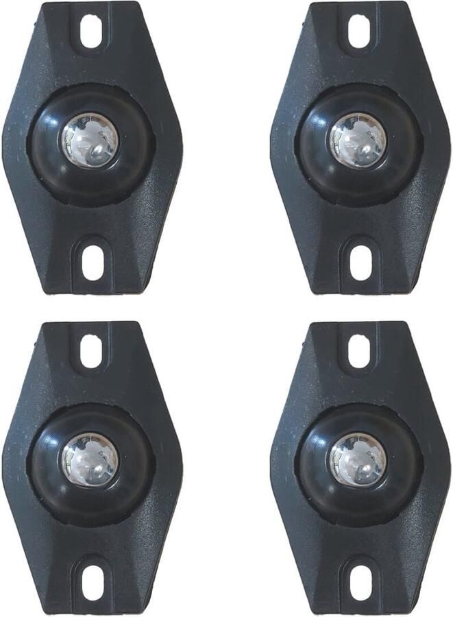 Zwenkwielen set van 4 RVS Zelfklevende meubelwielen voor onder meubels en opbergdozen Zwart