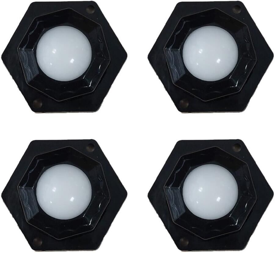 Zwenkwielen set van 4 Zeshoek Plastic Zelfklevende meubelwielen voor onder meubels en opbergdozen Zwart