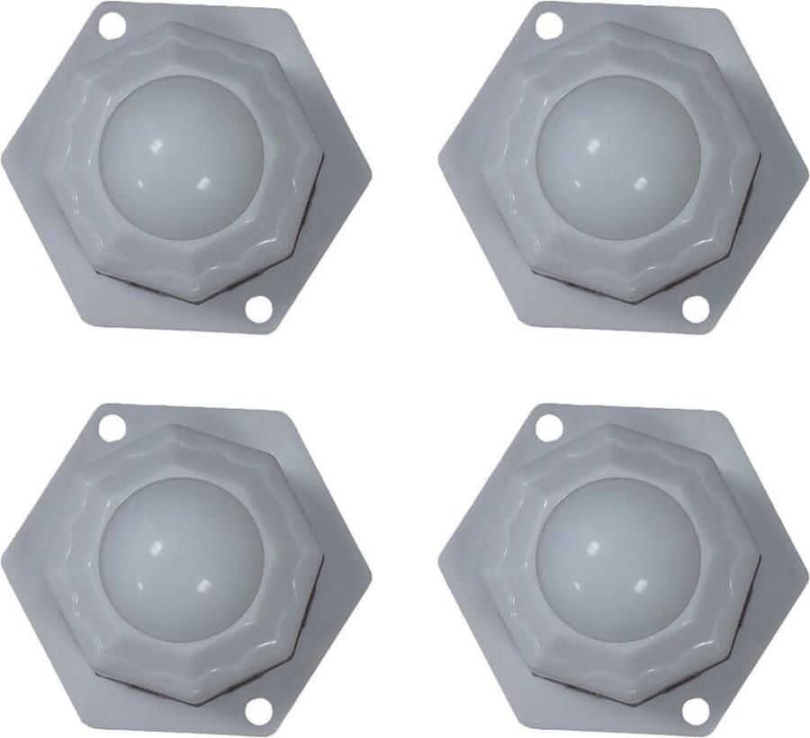 Zwenkwielen set van 4 Zeshoek Plastic Zelfklevende meubelwielen voor onder meubels en opbergdozen Wit
