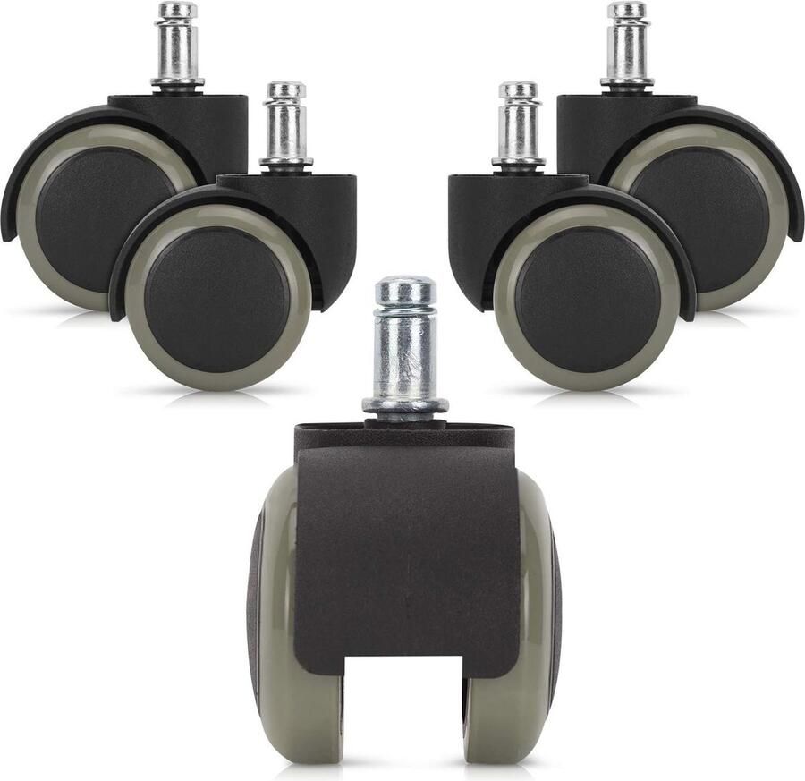 Zwenkwielen voor Meubels Set van 5 Vervangende Bureaustoelwielen 360° Draaibaar Ideaal voor Harde Vloeren