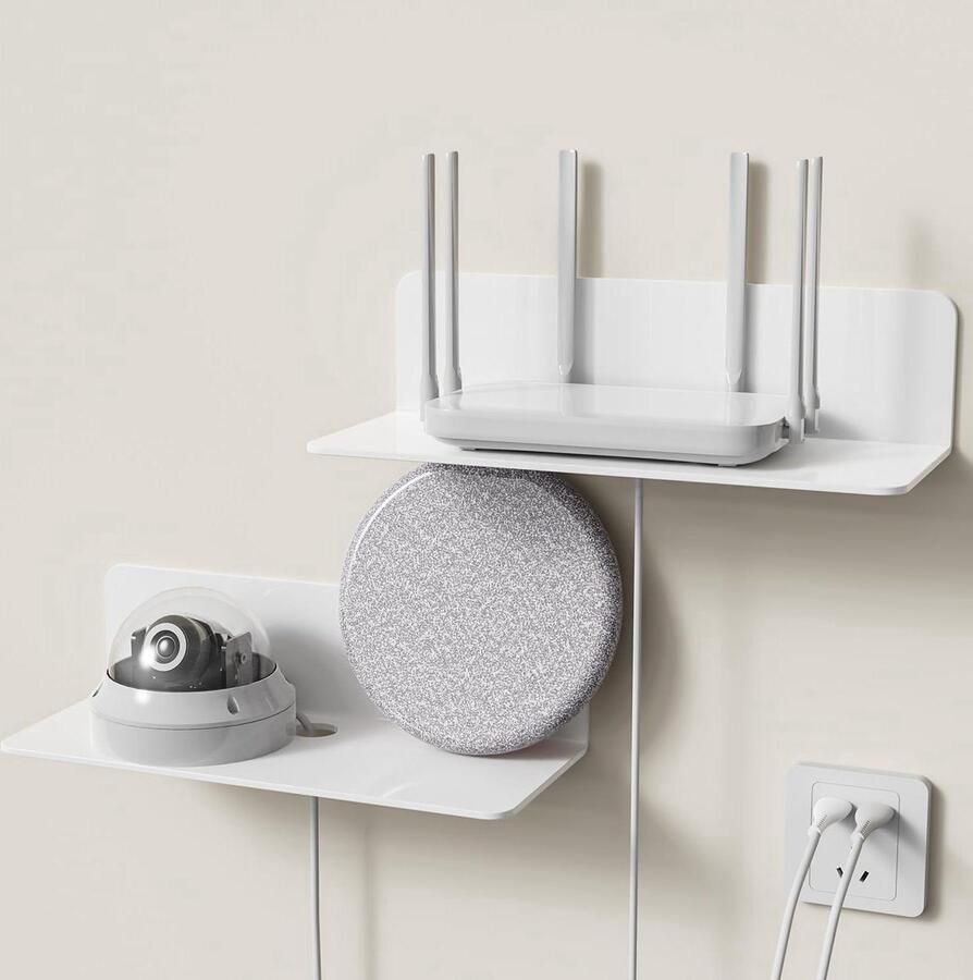 Zwevend acryl rek wandrek zonder boren set van 2 stuks wit acryl