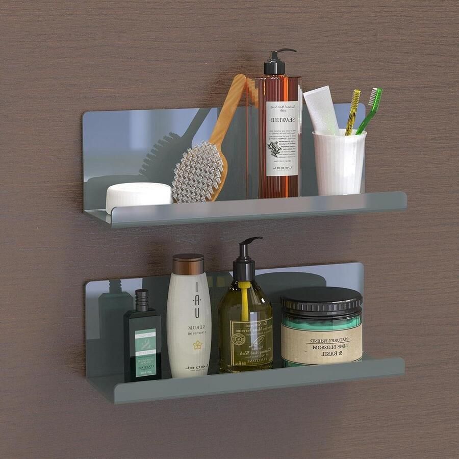 Zwevend acryl wandrek 30 cm grijs Keukenrek hangend Boekenkast fotolijst Badkamer wandplank met lijm Wandplanken & -rekken